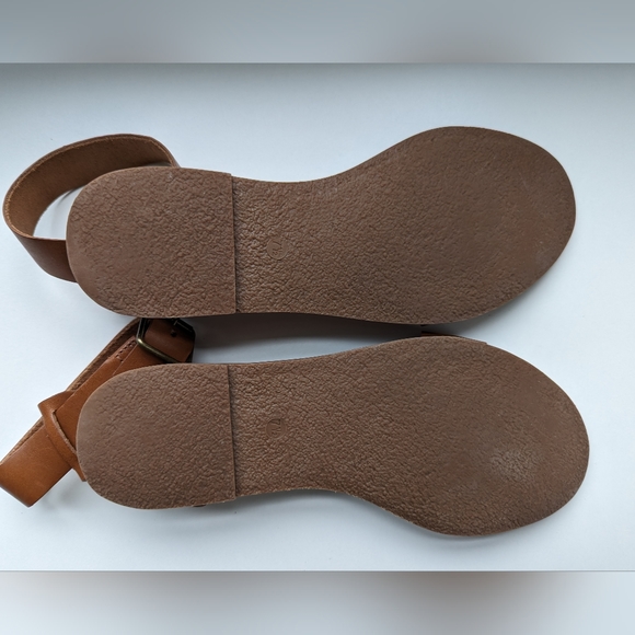 Madewell Size 7.5 Saddle Brown Boardwalk Ankle-Strap Leather Sandals - Picture 3 of 3